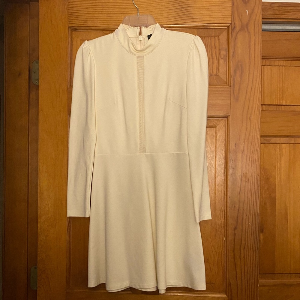 Bebe Ivory Skater Turtleneck Dress